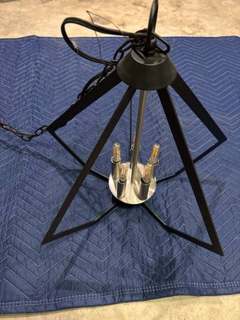 Awesome, modern Gothic, medieval dining room table light fixture, LED bulbs 1