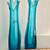 Pair LE Smith Peacock Blue Glass 4 Finger Swing Vase 13” 11 thumbnail