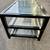 Crate and Barrel Console Wood Table with Glass Shelves 9 thumbnail