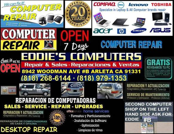 PC REPAIR AND SALES AVAILABLE 7 DAYS A WEEK // REPARACIONES Y VENTA DE 1