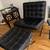 Modern Black Leather Lounge Chair w/ Ottoman – Mid-Century Style 1 thumbnail