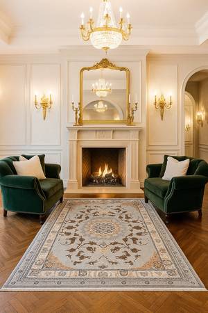 Gorgeous 8x10 Luxury Area Rug – Gold, Silver & Gray 1