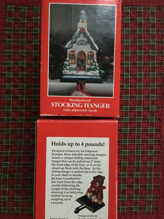 1995 VINTAGE TWO CHRISTMAS STOCKING HANGERS - Each holds up to 4 lbs.! 1