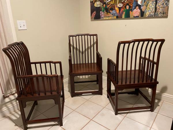 3 Chinese Spindle Back Arm Chairs 1