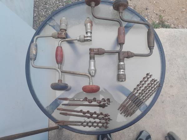 Vintage brase and bit hand drills 1
