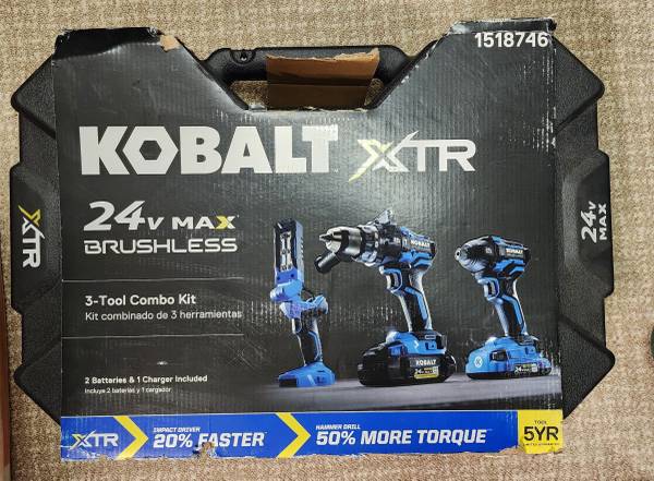 Kobalt XTR 24V 3-Tool Brushless Combo Kit with Case (BRAND NEW) 1