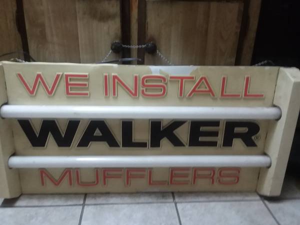ORIGINAL 1960's WALKER MUFFLERS LIGHTED SIGN....LOOK 1