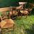 FOUR VINTAGE MATCHING WOOD CHAIRS WITH RUSH SEATS AND CARVED DEER 21 thumbnail