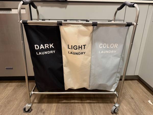Laundry Cart Hamper Wheels Removable Bags Organizer Bed Room 1