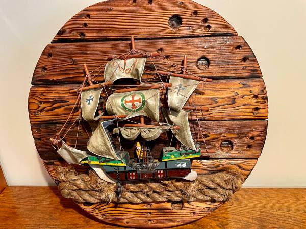 Ship on Wood Wall Hanging 1
