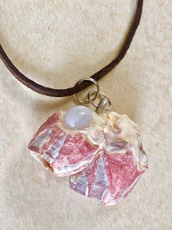 Unique Genuine Barnacle W/Blue Lace Agate Stone Necklace - 18” 1