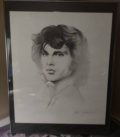 Jim Morrison 22 x 28 Framed 1988 Lithograph Artist Gary Saderup 1