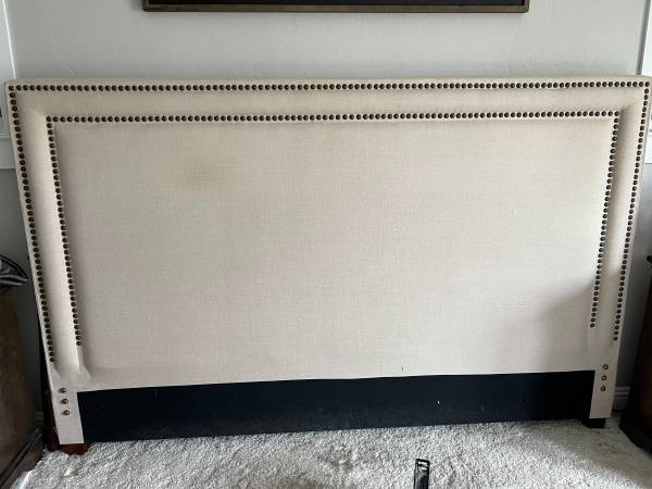 Pottery Barn King Upholstered Bed, headboard only, no railings or bed 1