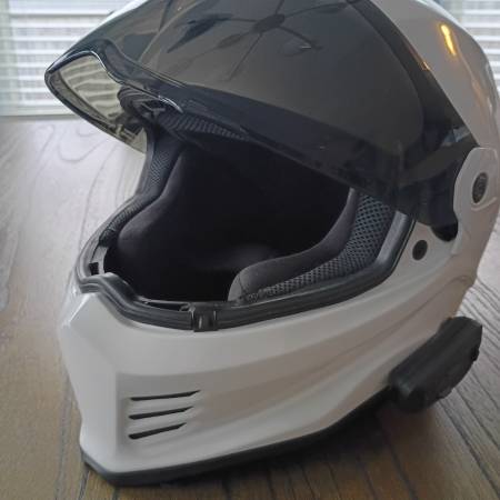 Scorpion Covert FX Helmet (White), Medium - With Cardo Spirit, Extra V 1