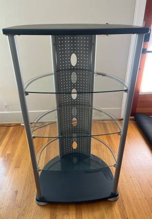 Media/Audio Shelving Rack – Metal & Glass – Sturdy & Stylish 1