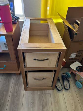 2 solid wood file drawer pedastools -- handmade 1