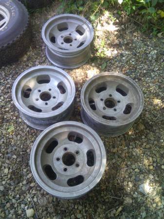 Vintage 5 slot slotted aluminum mag wheels 15 x 7 mags 15" x 7" 1
