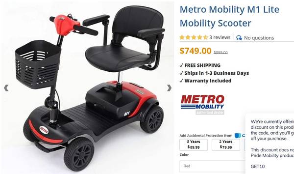 Metro mobility scooter 1