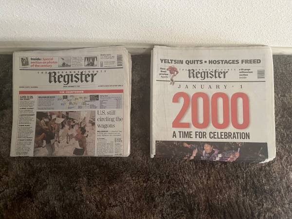 Y2K  NEWSPAPER SETS, NEW, 12/31/1999 & 1/1/2000, PRICE PER SET. 1