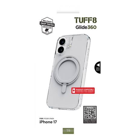 TUFF8 Glide 360 Fitted Hard Shell Case with MagSafe for iPhone 17 - Cl 1