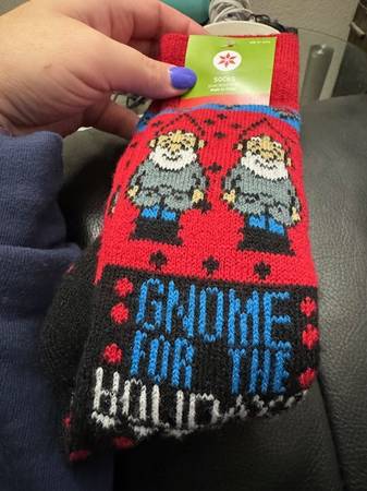 Gnome For The Holidays Mens Pair of Holiday Crew Socks For Size 9 Shoe 1