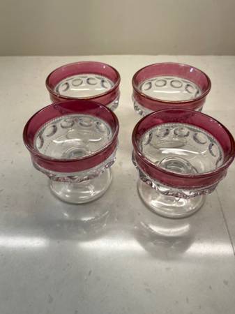 Tiffin Franciscan King's Crown Thumbprint Sherbert Glass 1