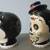 "Blue Sky" Ceramic Salt & Pepper Shakers Sugar Skull Day of the Dead 4 thumbnail