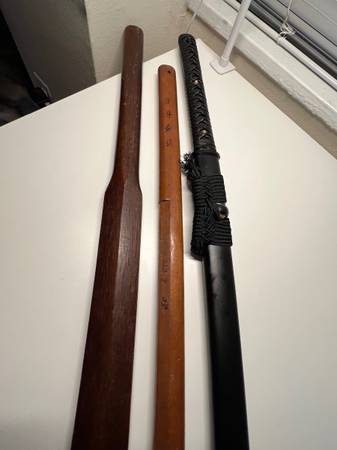 Real handmade Japanese Swords 1095 with two wooden sticks 1