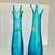 Pair LE Smith Peacock Blue Glass 4 Finger Swing Vase 13” 3 thumbnail