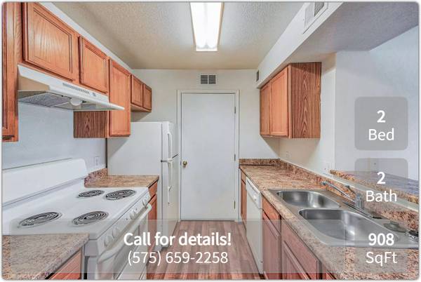 $881 / 2br - 908ft2 - Four-legged friends welcome! Enjoy our pet-friendly 2 BD / 2 BA. (Las Cruces)64047886724225122