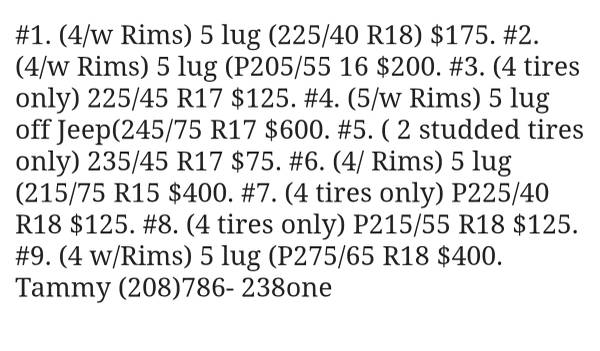 Tires (9 sets) 1