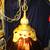 Vintage  Amber Glass Globe Swag Four Lamp w/Gold Diffuser Retro 3 thumbnail