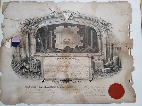 Masonic certificate 1