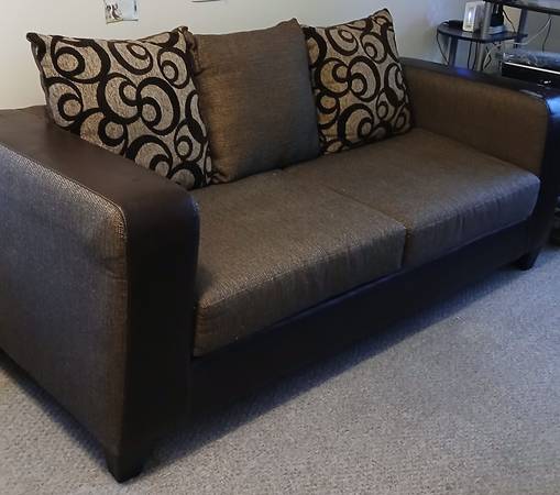 74" Standard Sofa, Brown Linen Blend,  2 Cushion seat 1
