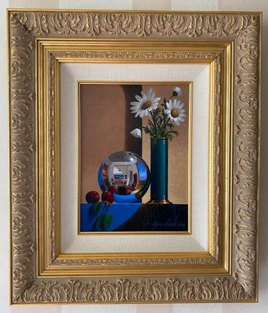 Signed Stanley Maxwell Brice Circular Reflections Painting 12” x 9” 1