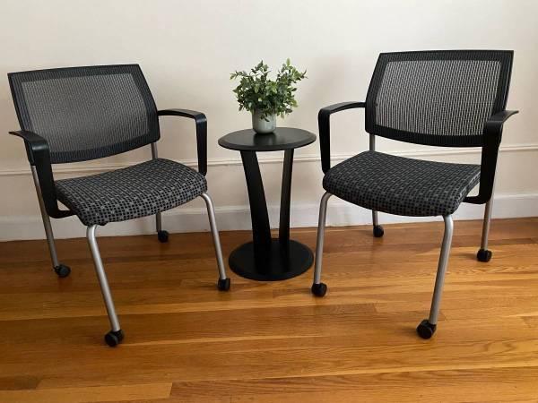 TWO SitOnIt Seating Focus Side Chairs with Casters - Like New! 1