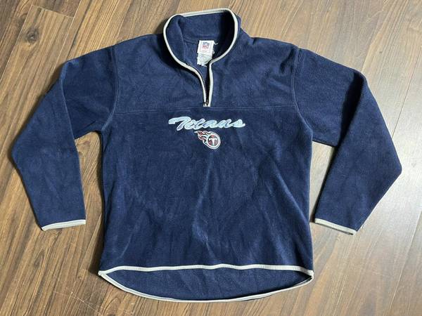 NFL Tennessee Titans Pullover MEDIUM Navy Blue Embroidered Fleece 1