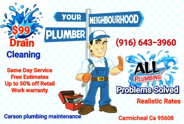 Plumbing and Drain  60 minute service $25.00 mention this Ad. 1