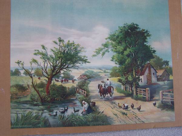 ANTIQUE  CHROMOLITHOGRAPHS,  PASTORAL  SCENES 1