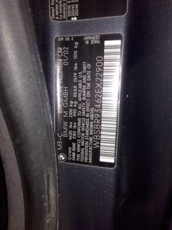 02 bmw m3, 57k miles, rolling chassis - $3,000 (Darien)63618699432577124