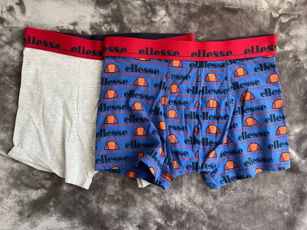 Men’s Boxer Briefs – 2 Pack (Size L) – Blue Logo + Grey – New 1