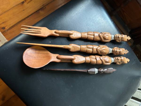 Vintage hand carved utensils 1