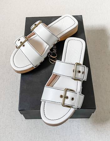 Brand New - Authentic J. Crew Leather Double Strap Wooden Sandal 1