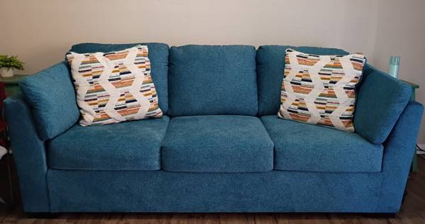 Teal blue sofa 1