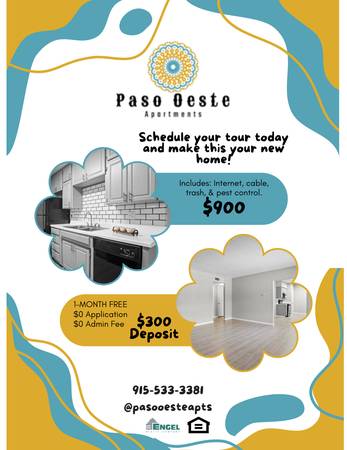 $850 / 2br - 960ft2 - Paso Oeste - $0 Application (108 Vaquero Lane)63971559077122120