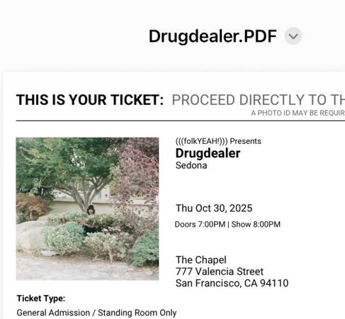 2 Tickets to Drugdealer at The Chapel 1