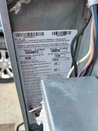 Coleman propane upflow forced air furnace 1