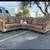 Brown Microfiber Curved Sectional Sofa with Nailhead Trim 3 thumbnail