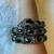 SNAKE Silver Tone and Black Rhinestone Wrap Stretch Bracelet 2 thumbnail