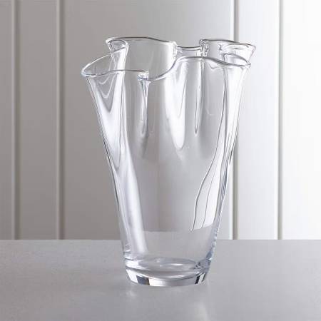 Beautiful Large Crate & Barrel Modern Fluted Glass Vase - MINT! 1